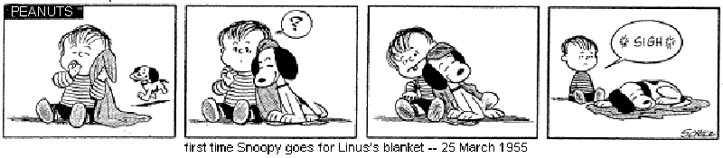 1st time Snoopy goes for Linus's blanket