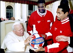 Pope gets basketball