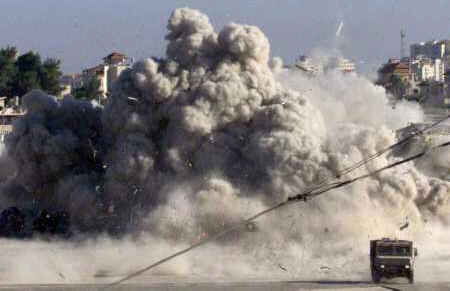 Israeli's blow up Arafat's headquarters