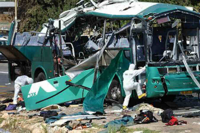 Bombed bus, Israel, 2002