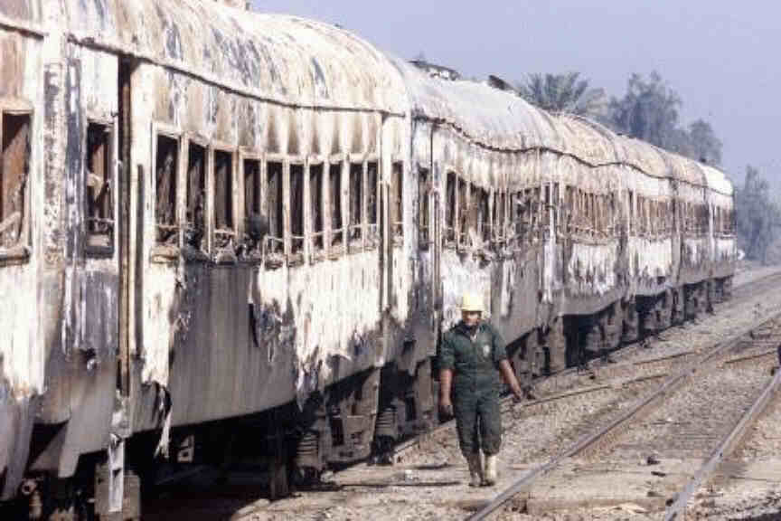 burnt-out train
