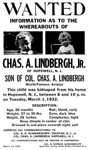 Lindbergh baby wanted poster